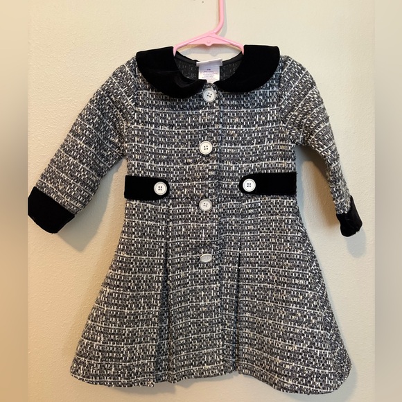 Stylish Toddler Black and White Tweed Coat - Picture 1 of 7
